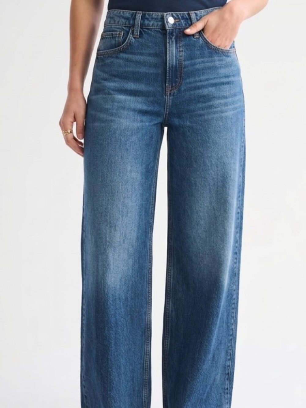Abercrombie & Fitch The Wide Leg High Rise Jeans Medium Wash Blue Womens Size 24